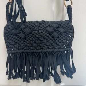 Very cute Mossimo Black Woven Fringe Macrame Shoulder Bag